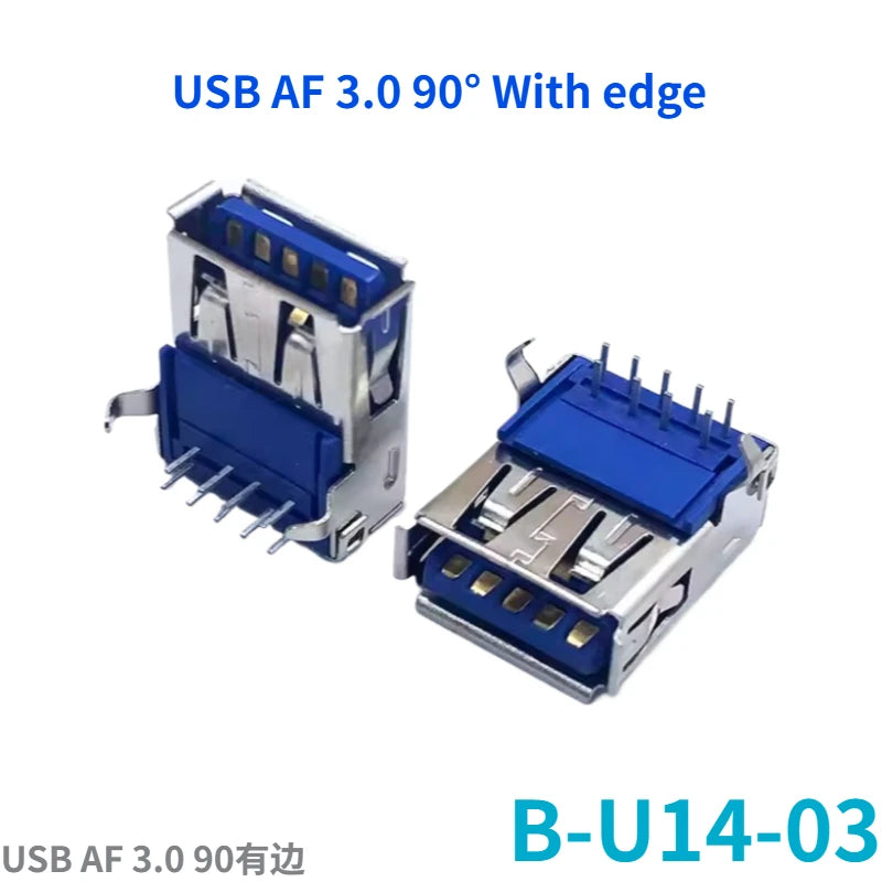 5PCS  USB Connector 3.0 A-type Female Socket AF Type 90 Degree Side Plug 180 Degree USB 3.0 B-port Printer Data