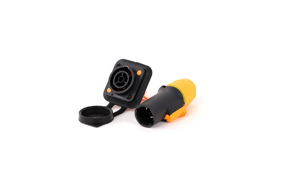 2pcs 3Pins Waterproof IP65 Grade Locking Powercon Male Plug Jack Female Chassis Socket Cable Wire Connector