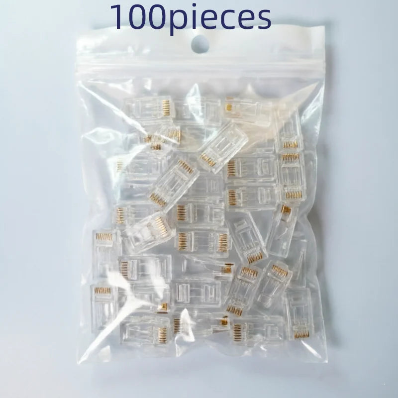 20/50/100pcs Cat6 Cat6e RJ45 Connector Module Plug 1000Mbps Ethernet Cables Adapter Gold Plated Network Crystal Head