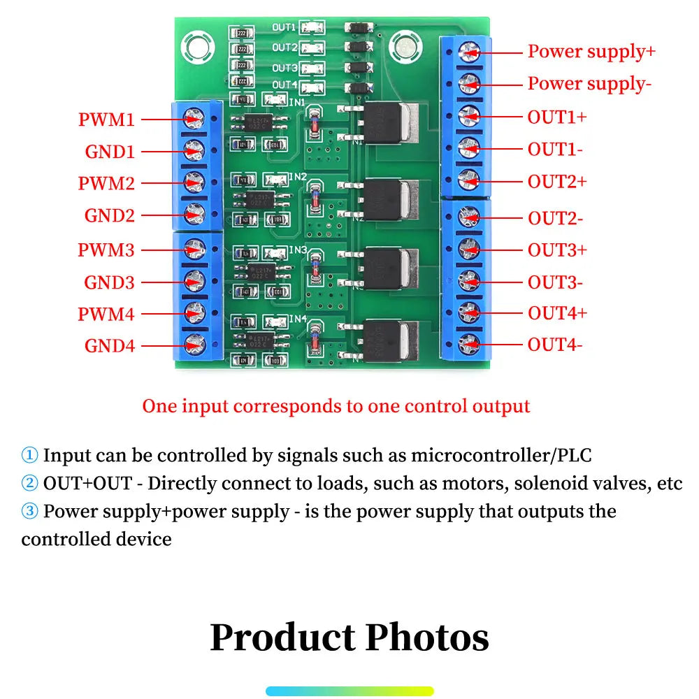 4 Way Mos Optocoupler Isolatie Module Pwm 3-20V 10A Foto-elektrische Isolator Houder Rail Plc Drive Motor Board