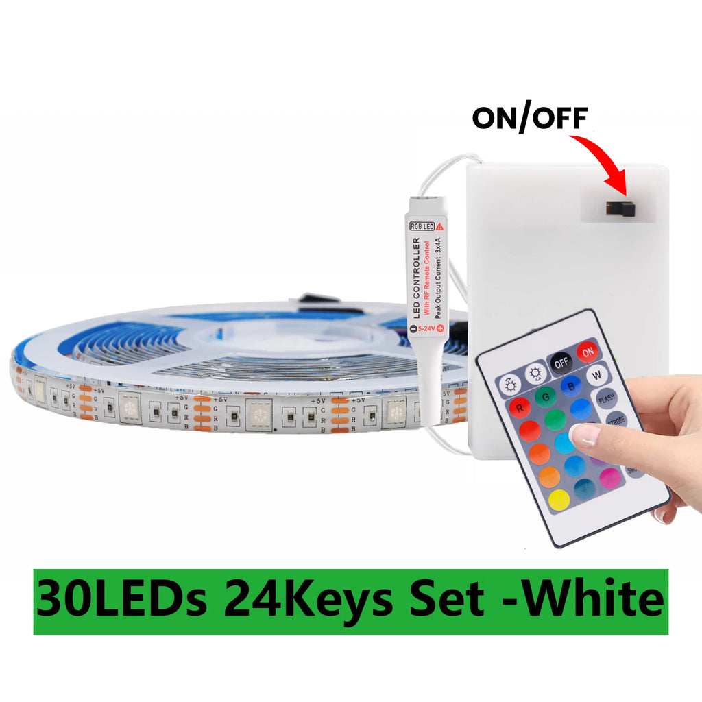 DC 5V 5050 RGB Strip LED Light Battery Powed Waterproof Ribbon Tape Stable Led Strips Indoor Outdoor Decoration Remote Control