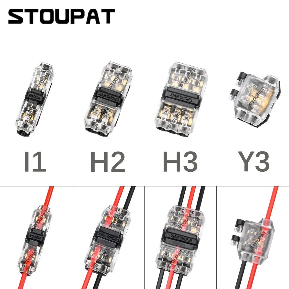 I-Type 1/2/3pin LED Wire Connector Quick Splice Cable Terminal Block for LED Strip, Audio, Car, Home Appliances Wiring AWG20-22