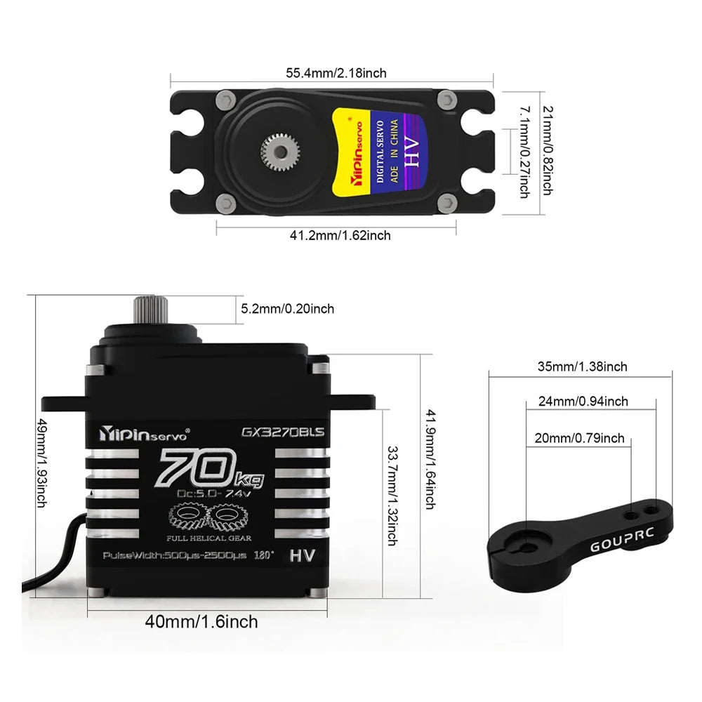 70KG 60KG 55KG Brushless Servos Magnetic Induct 8.4V Steel Helical Gear Servos Motor 25T Metal Servo Arm For 1/8 1/10 RC Car