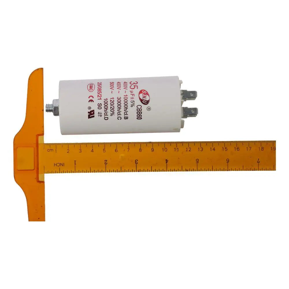 CBB60 Run Capacitor 35uF 450V AC Double Insert 50/60Hz Cylinder 92x44mm White for Air Compressor Water Pump Motor