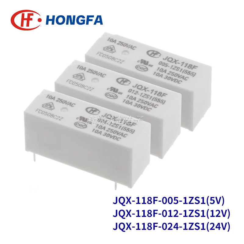 10Pcs New HF Relay JQX-118F-005-1ZS1 JQX-118F-012-1ZS1 JQX-118F-024-1ZS1 HF118F 012 1ZS1 10A 5PIN 5V 12V 24V power relay