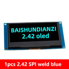 GREAT IT  2.42" 2.42 inch LCD Screen White BLUE 128x64 OLED Display Module IIC I2C SPI Serial for C51 SPD0301