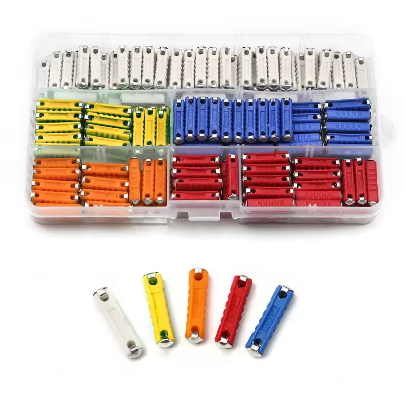 50/100/200 Pcs Continental Car Fuses Set European Bar Torpedo Fuse 5/8/10/16/25 AMP Automotive Circuits For Vintage Classic Cars