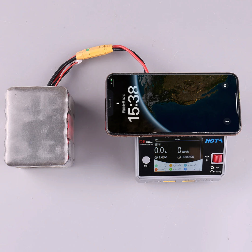 HOTA D6 DC650W 15A Dual Smart Charger Maximum current 1600mA Built-in Micro USB for 1-6S Lipo LiHV/NiZn/Nicd/NiMH Battery