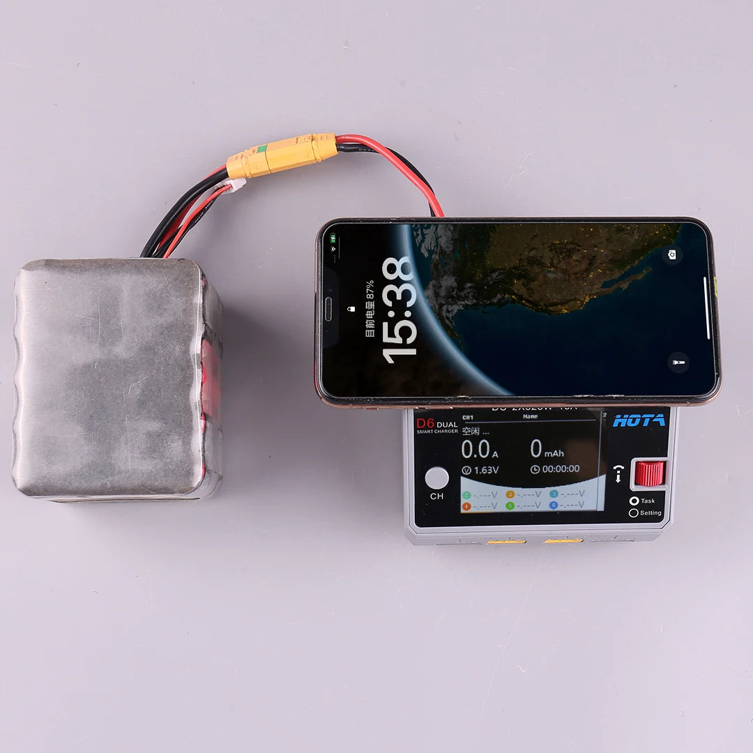 HOTA D6 DC650W 15A Dual Smart Charger Maximum current 1600mA Built-in Micro USB for 1-6S Lipo LiHV/NiZn/Nicd/NiMH Battery