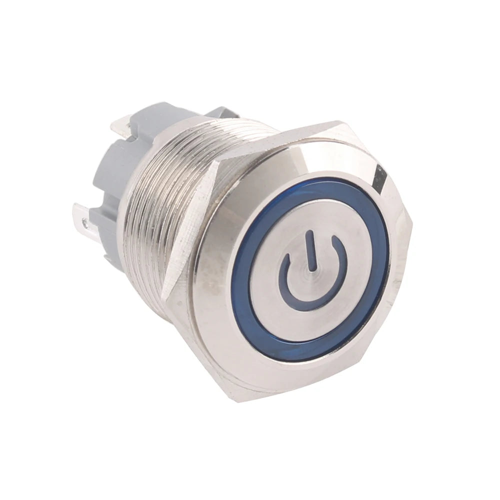 19mm Metal Push Button Switches 4Pins Short Terminals Button Latching Lock/ Self-reset 6V12V24v220V Red Green LED Light for PC