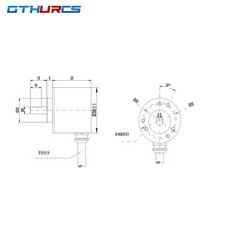 E38 Incremental Rotary Encoder 360 P/R 400P/R 600P/R AB Phase Eencoder 6mm Shaft + Coupling DC 5V -24V