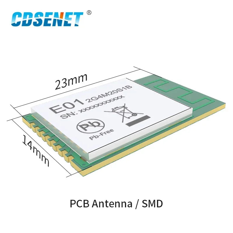 nRF24L01 2.4GHz SMD Wireless Module PA LNA Long Distance 800m SPI RF Transceiver CDSENET E01-2G4M20S1B  PCB Antenna GFSK
