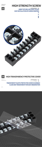 10PCS 600V 15A Barrier Strip Terminal Block Wire Connector TB-1503 TB1504 TB1505 TB1506 TB-1510 TB-1512 TB-2503-2504-2506-2508