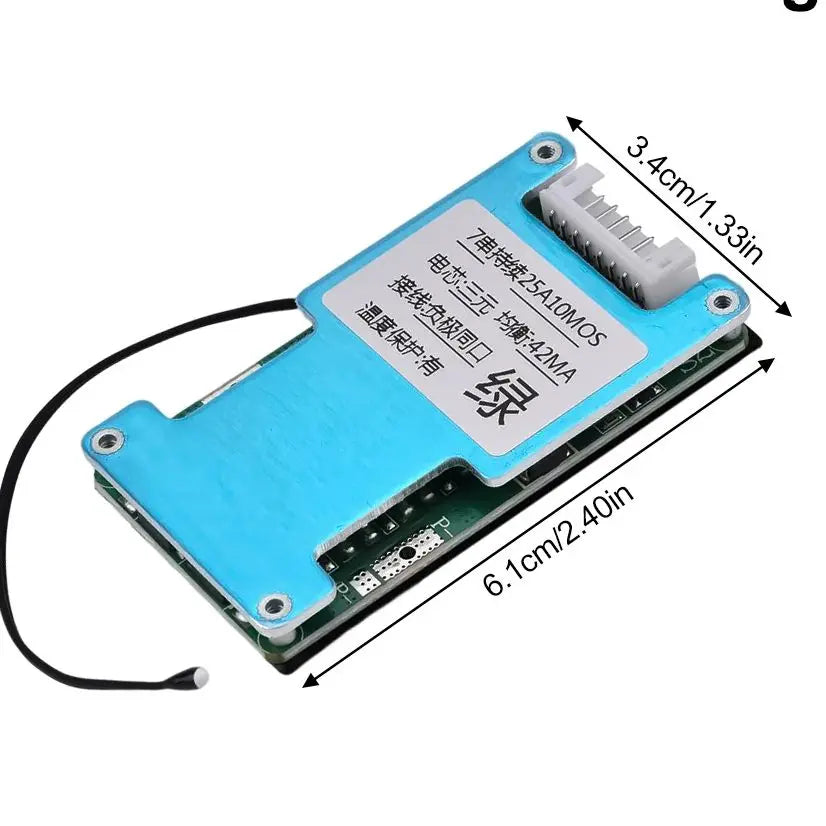 BMS 7S 24V 15A 20A 25A Li-ion Lmo Ternary Lithium 18650 Battery Charge with Balanced and NTC Temperature Protection