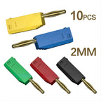 30V/10A 10PCS 2MM Banana Plug Gold Plating Stackable Electrical Terminal Connector Accessories 5 Colors