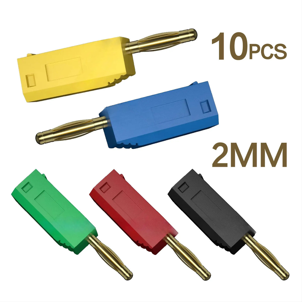 30V/10A 10PCS 2MM Banana Plug Gold Plating Stackable Electrical Terminal Connector Accessories 5 Colors