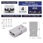 2pcs Quick Connector 40A 50A 120A 175A 350A Car Battery Power Plug 2P 600V High Current Electrical Wire Connectors