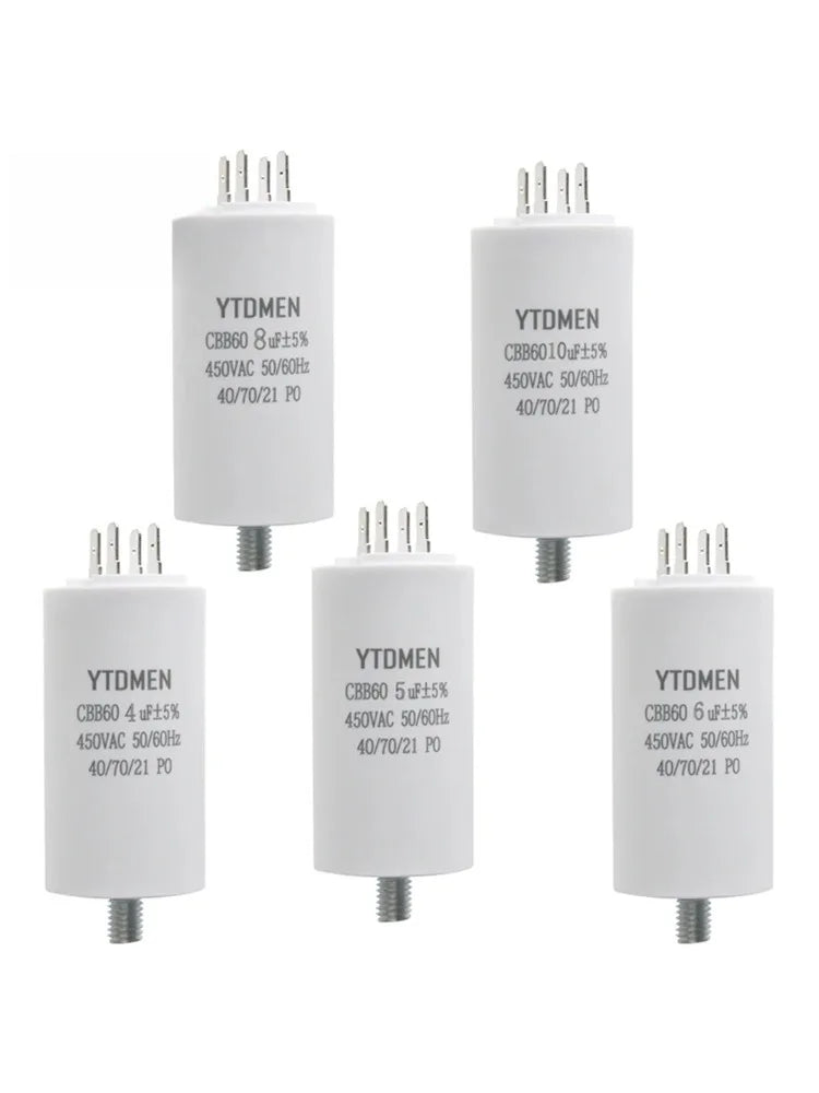 1Pcs CBB60 Starting Capacitor 450V AC 14uF 15uF 16uF 18uF 20uF 25uF Double Insert Screw for Air Compressor Water Pump