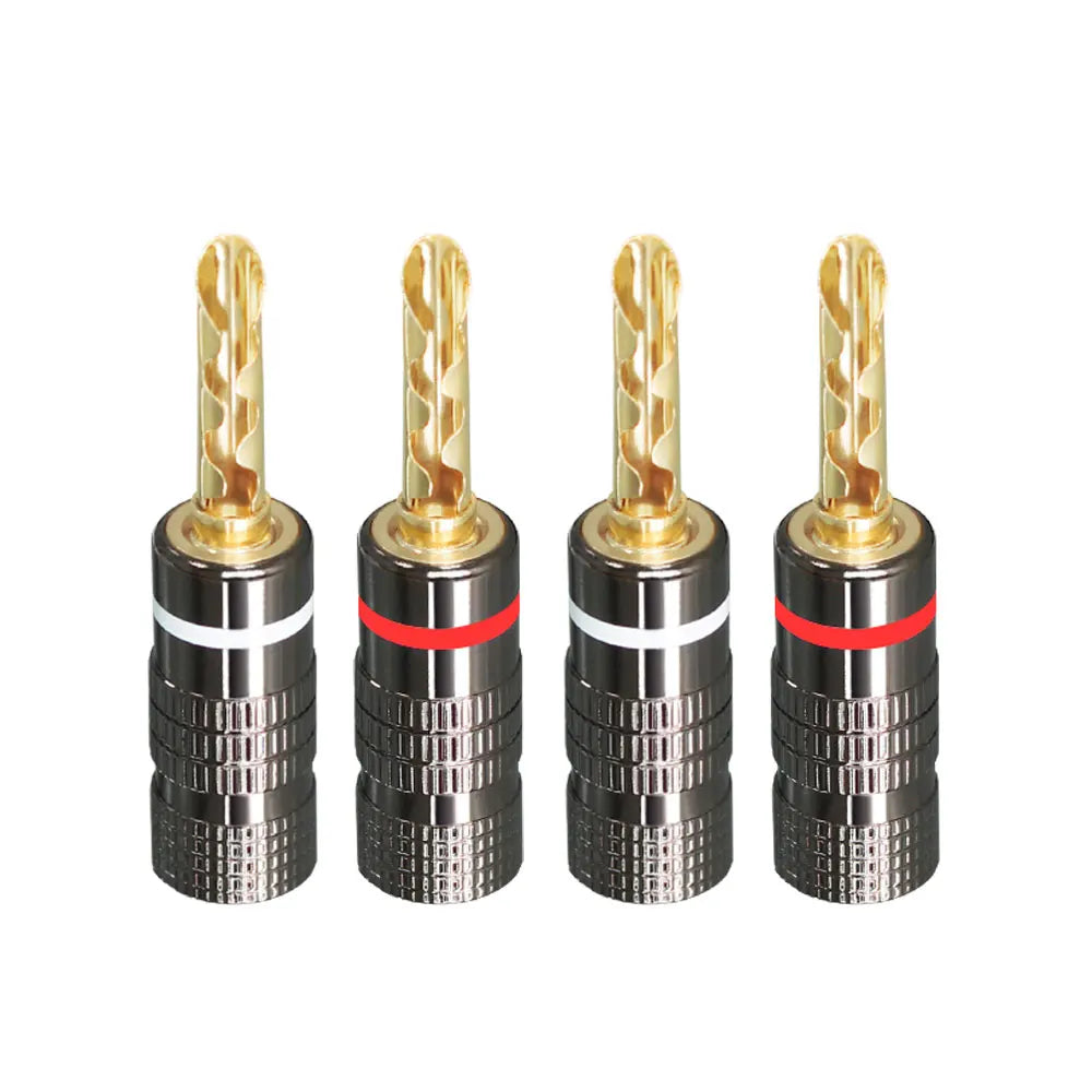 4PCS DIY Speaker Banana Plug Connectors 4MM Gold Plated Copper OFC GD Hifi Amp Speaker Adapter Terminal Connectors Banana Plugs
