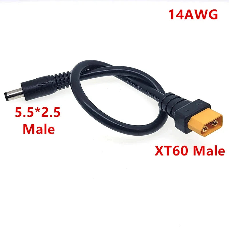 XT60 Plug Male Female to DC 5.5*2.1mm 5.5*2.5mm Connector Battery Adapter Cable 5521 5525 Wire for RC Battery Charge Connector