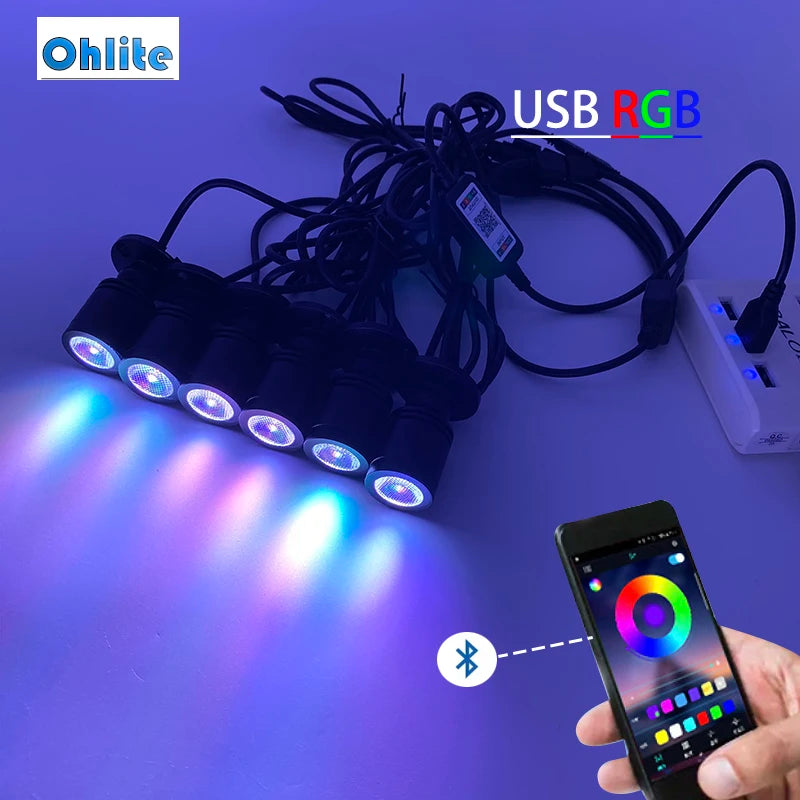 Dimmable LED Smart Bluetooth APP Control RGB Led Downlight for Wine Counter Display Kit Garage Display Case Shelf Mini Spotlight