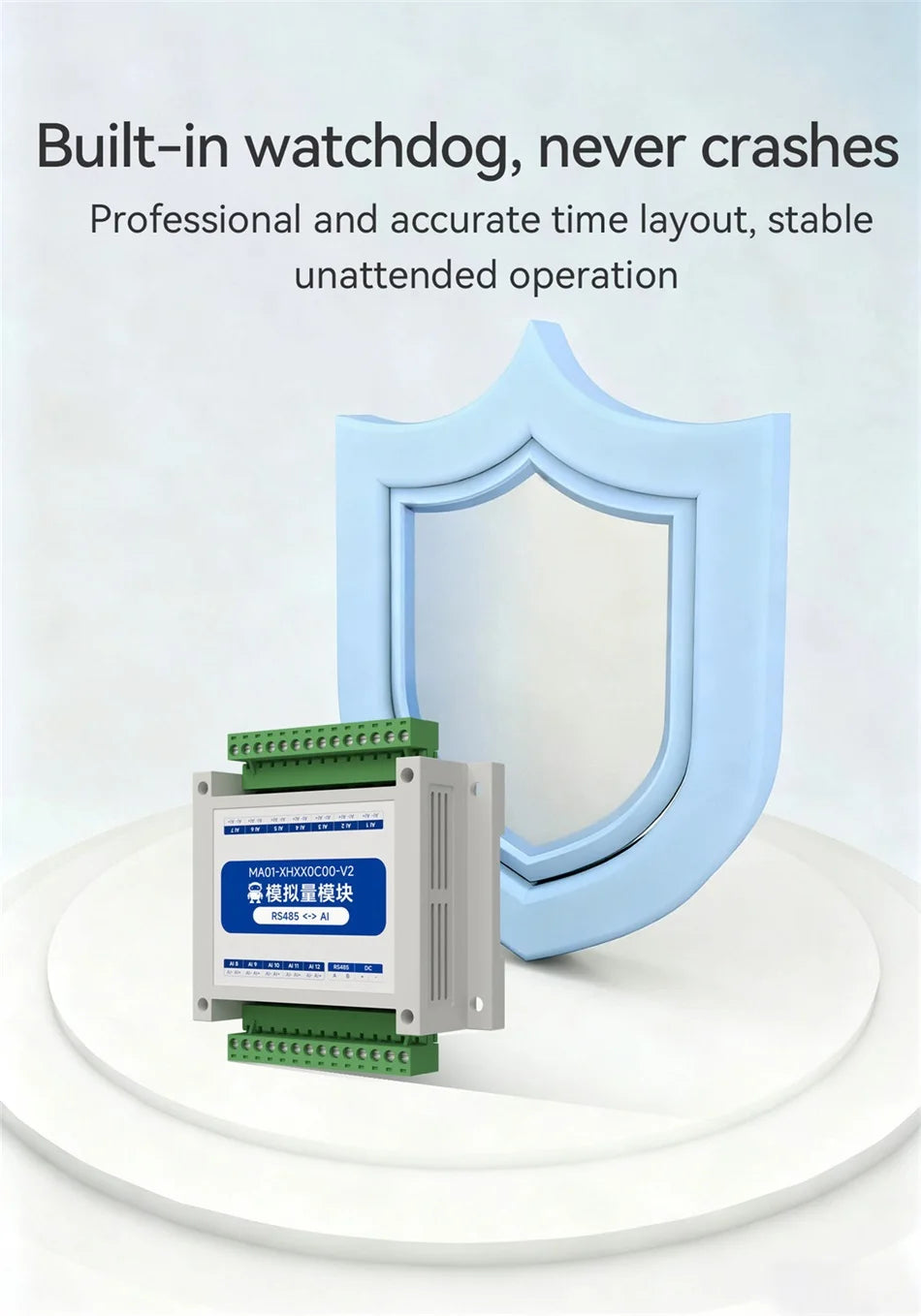 ModBus RTU Serial IO 1/2/4/6/8/10/12-Channel Analog Input Module RS485 CDSENET MA01-XHXX Rail Installation 8~28VDC Watchdog