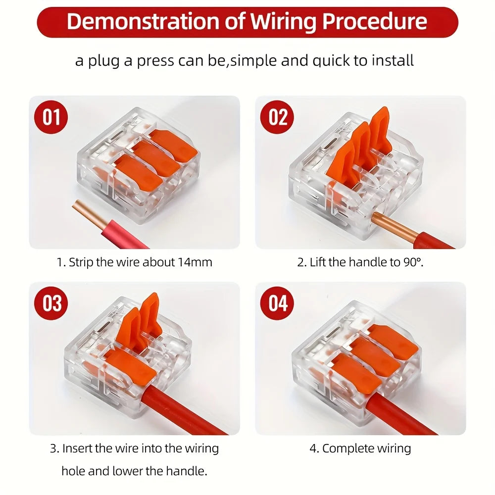 30/40PCS  Orange Combination Cable Connectors 2-Port/3-Port/4-Port/5-Port Quick Cable Electrical Sheath Connection Termina