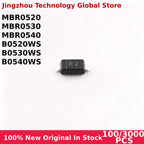 100/3000PCS MBR0520 MBR0530 MBR0540 SOD-123 SOD-323 B0520W B0530W B0540W SMD 20/30/40V 500mA Schottky Diode Chip Wholesale
