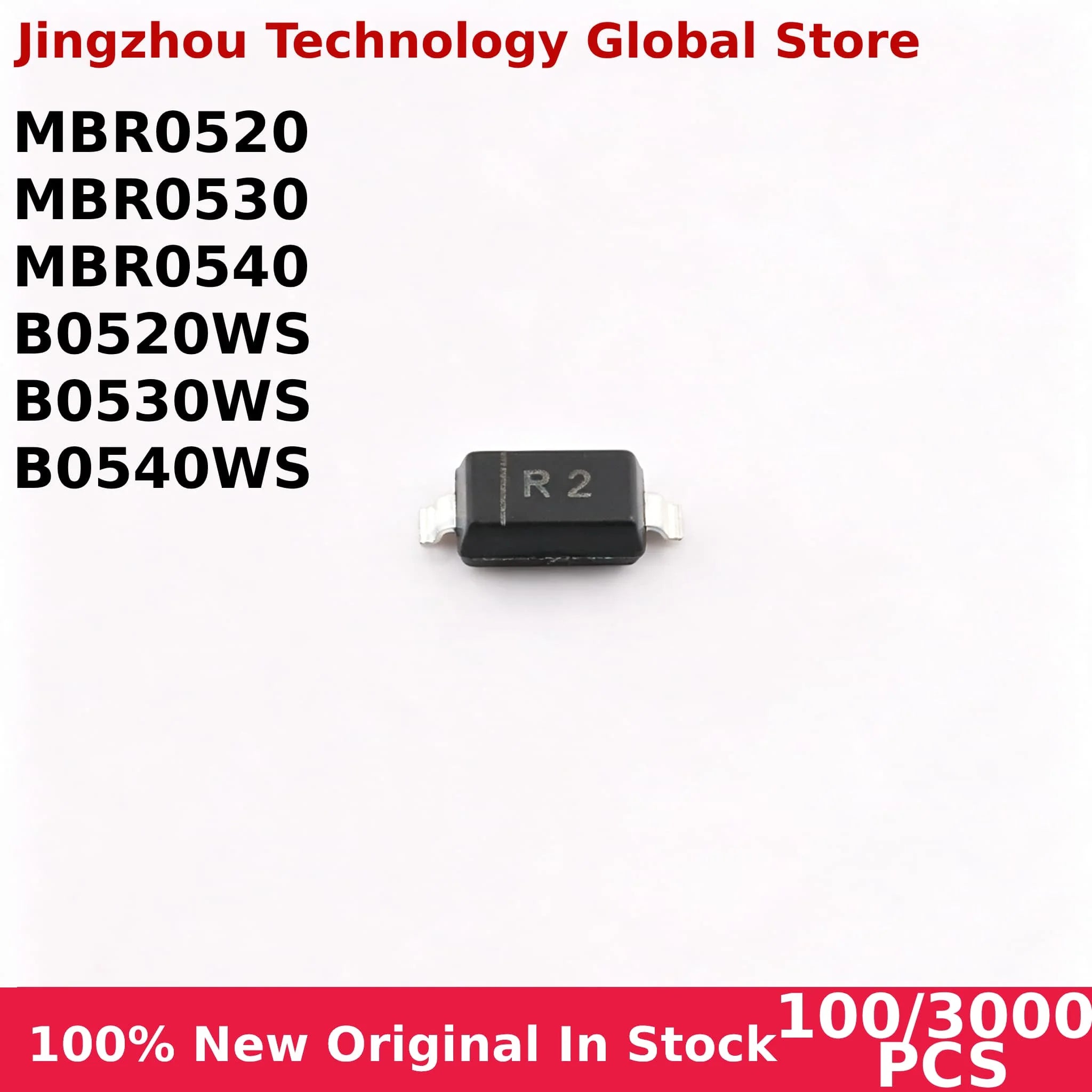 100/3000PCS MBR0520 MBR0530 MBR0540 SOD-123 SOD-323 B0520W B0530W B0540W SMD 20/30/40V 500mA Schottky Diode Chip Wholesale