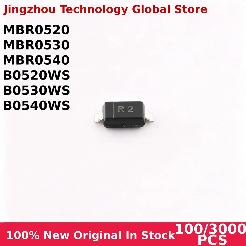 100/3000PCS MBR0520 MBR0530 MBR0540 SOD-123 SOD-323 B0520W B0530W B0540W SMD 20/30/40V 500mA Schottky Diode Chip Wholesale
