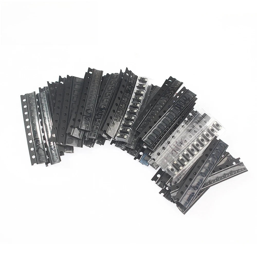 350Pcs SMD Transistor & Diode Assorted Kit 1N4148/M1/S901x/S8550/S8050/2N2222/2N3904 SOT-23 PNP/NPN for Electronics Repair