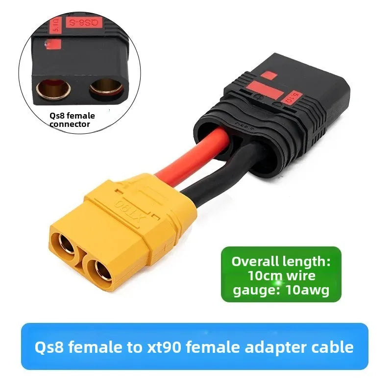 QS8 Female To XT90 Female Adapter Cable, 10AWG Anti-Spark Conversion Wire for RC Models