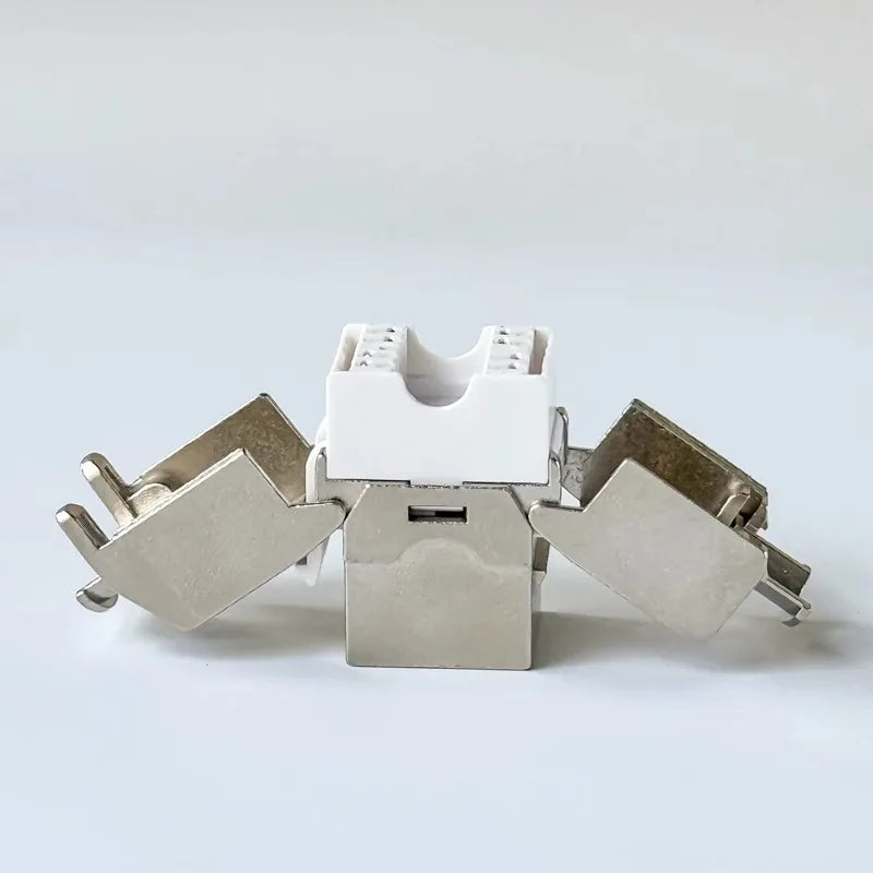 Linkwylan RJ45 Cat6a Keystone Jack STP Tool-Free Shielded Coupler 180 Degree Type Tolless Zinc Alloy Module Adapter Coupler