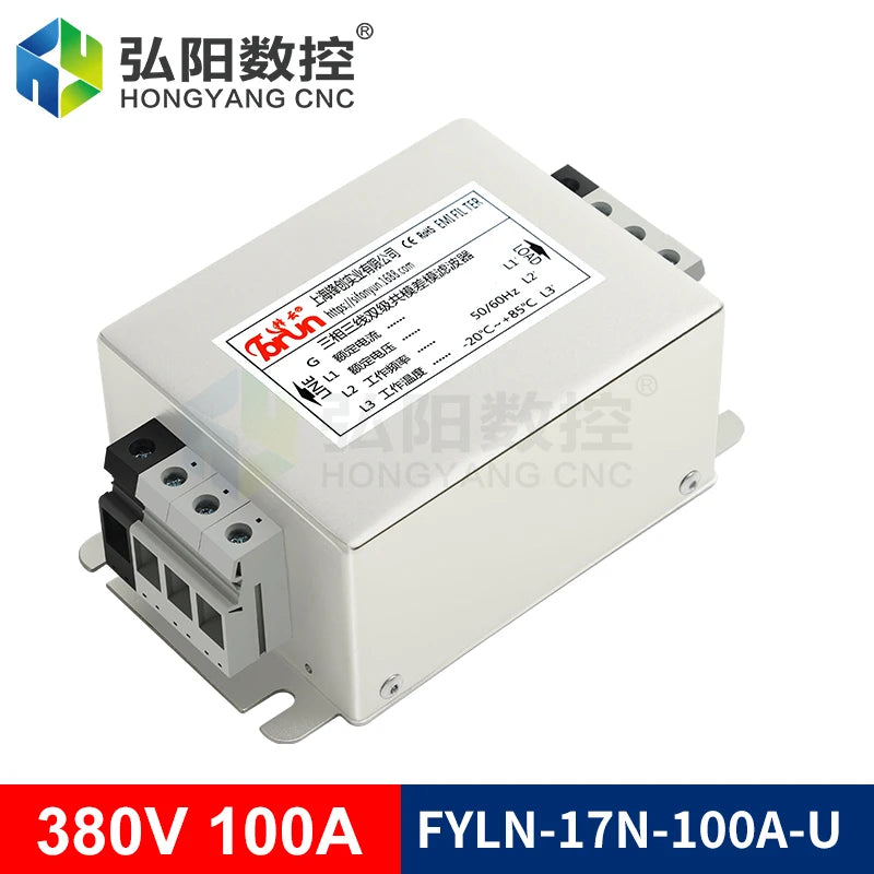 EMI Power Filter Fyln-12N-30A-U Universal 3-Phase Filter 30A 380V AC Power Electromagnetic Inverter Servo Filter
