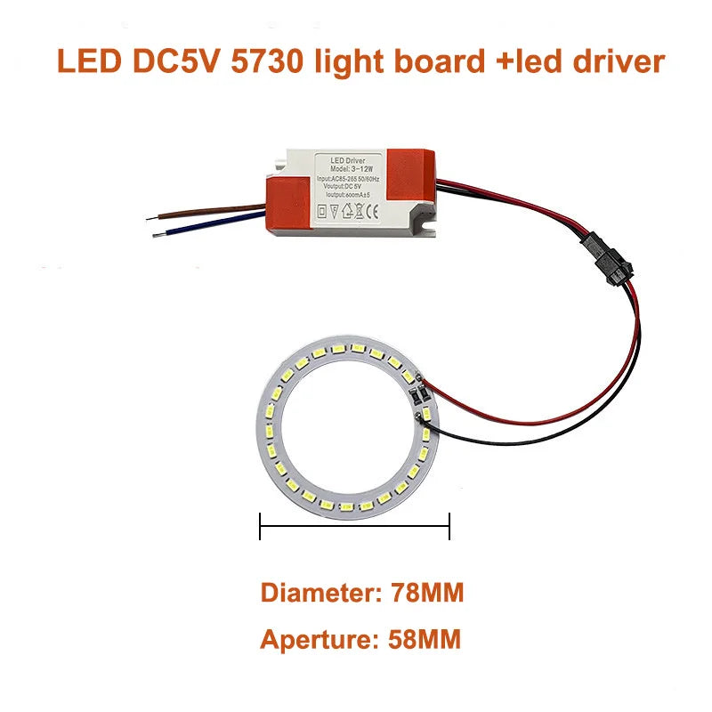 DC5V LED Light Beads Light Source SMD 2835/5730 LED Ring Board Aluminum Lamp Plate Accessorie 10W 12W with SM Female and Driver