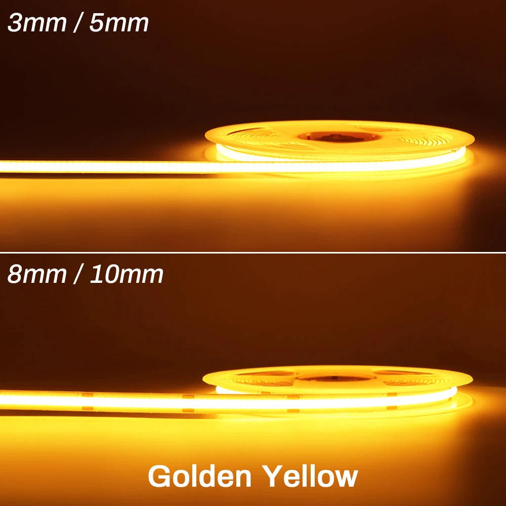 FOB COB LED Strip 12V 24V DC RA90 Flexible High Bright Tape LED 3mm 5mm 8mm 10mm Light Bar Ice Blue White Red Green Pink Yellow
