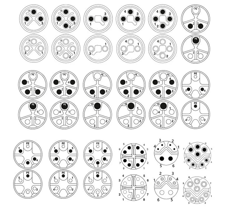 5/10 PCS M8 Male/Female Curved Straight Jack Socket 3 4 5 6 8 Pin Solder IP67/68 Waterproof PCB Panel Connector