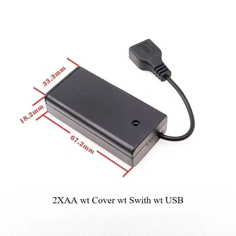 2X 3X 4X 6X 8X AA USB Battery Case With Power Switch With USB Socket AA Battery Box for 5V LED Strip Lights Mini Power Supply