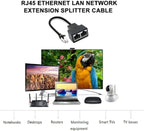 RJ45 8P8C Eight Core Network Cable Splitter Network Tee 1 Male to 2 Female Adapter Network Extender CAT6/CAT5