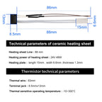For Bambu Lab Hotend v2.0 V3.0 Kit X1c P1P Thermistor & Ceramic Heater Plate Hotend V3Heater Cartridge 24V 50W 3D Printer Parts