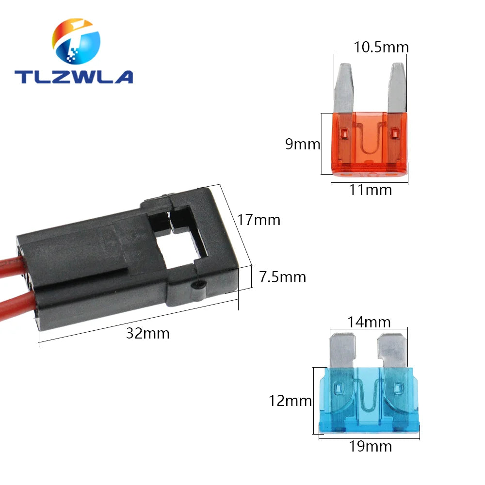 ATC Medium Car fuse Box 18/16AWG Copper Wire 32V Small Fuse Holder with Fuse and Car Blade Fuse 1A 2A 3A 5A 7.5A 10A 15A 20A 25A
