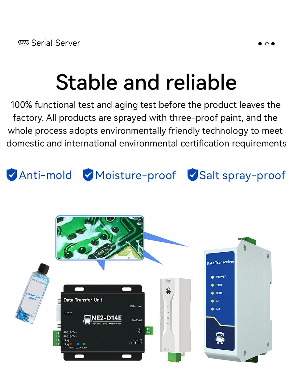 Serial to Ethernet Serial Server RS485 ModBus Gateway CDEBYTE NE2-D11P Signal Isolation 2-Way Socket Link Standard MQTT