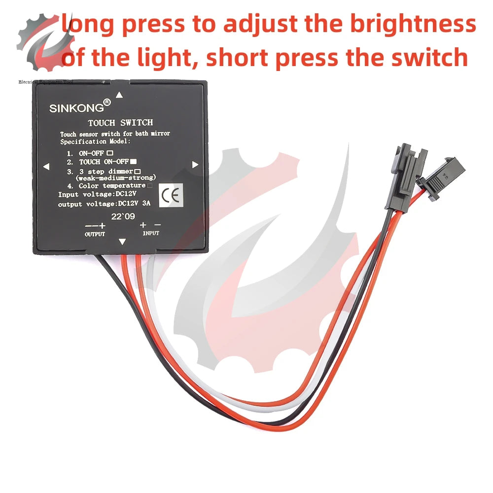 DC 5-12V Bathroom Mirror Switch Touch Switch Sensor Stepless LED Inductive Dimming Touch Dimmer Switch for Led Light Mirror