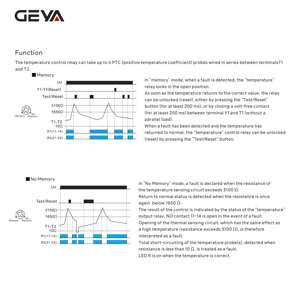 GEYA GRP8 PTC Thermistor Motor Protection Relay AC/DC 24-240V Wide Range Overload Overheat Phase Failure Starter Protection