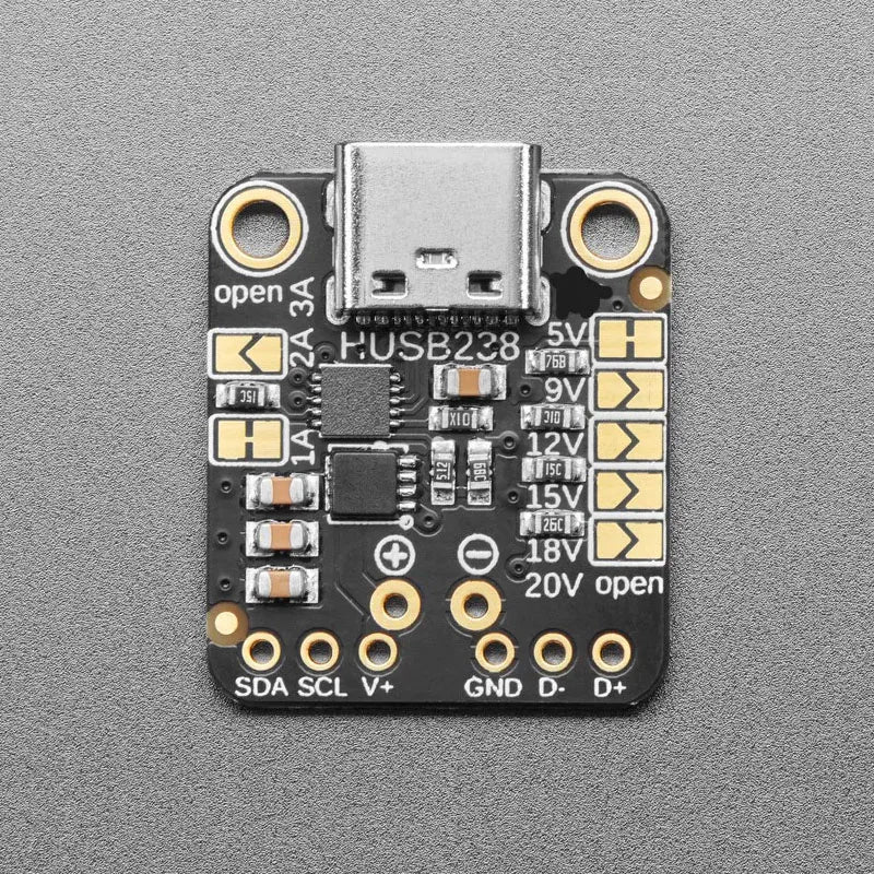 HUSB238 USB C PD Trigger Board I2C Configurable PD Sink Module 5V to 20V 5A 100W USB Type C Power Delivery Breakout