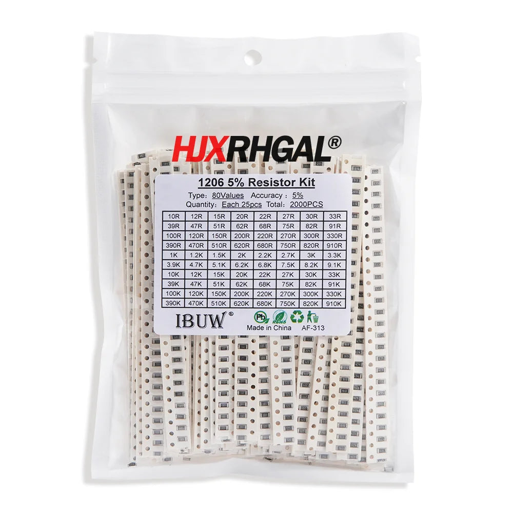 0402 0805 0603 1206 2512 1210 SMD Resistor Kit Assorted Kit Sample Kit 10/20/33/36/60/80 Values 1K 10K 20K 100K 100 200 220 ohm