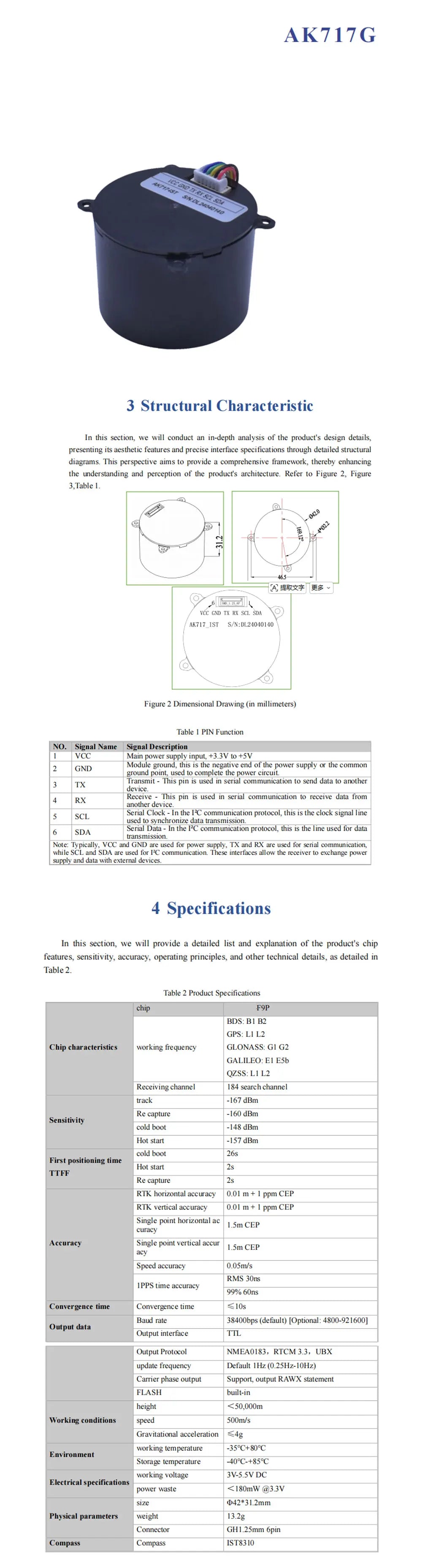 ZED-F9P/UM980/UM981/UM960/Beiyun M20 GNSS/GPS Centimeter-Level RTK Module with Helix Antenna Compass IST8310/RM3100,FOR UAV