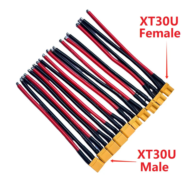 XT30U XT30 Plug Male and Female Connector with 100mm 16AWG Wire Cable for QuadcopterRC Fixed wing Lipo Battery FPV Drone charger