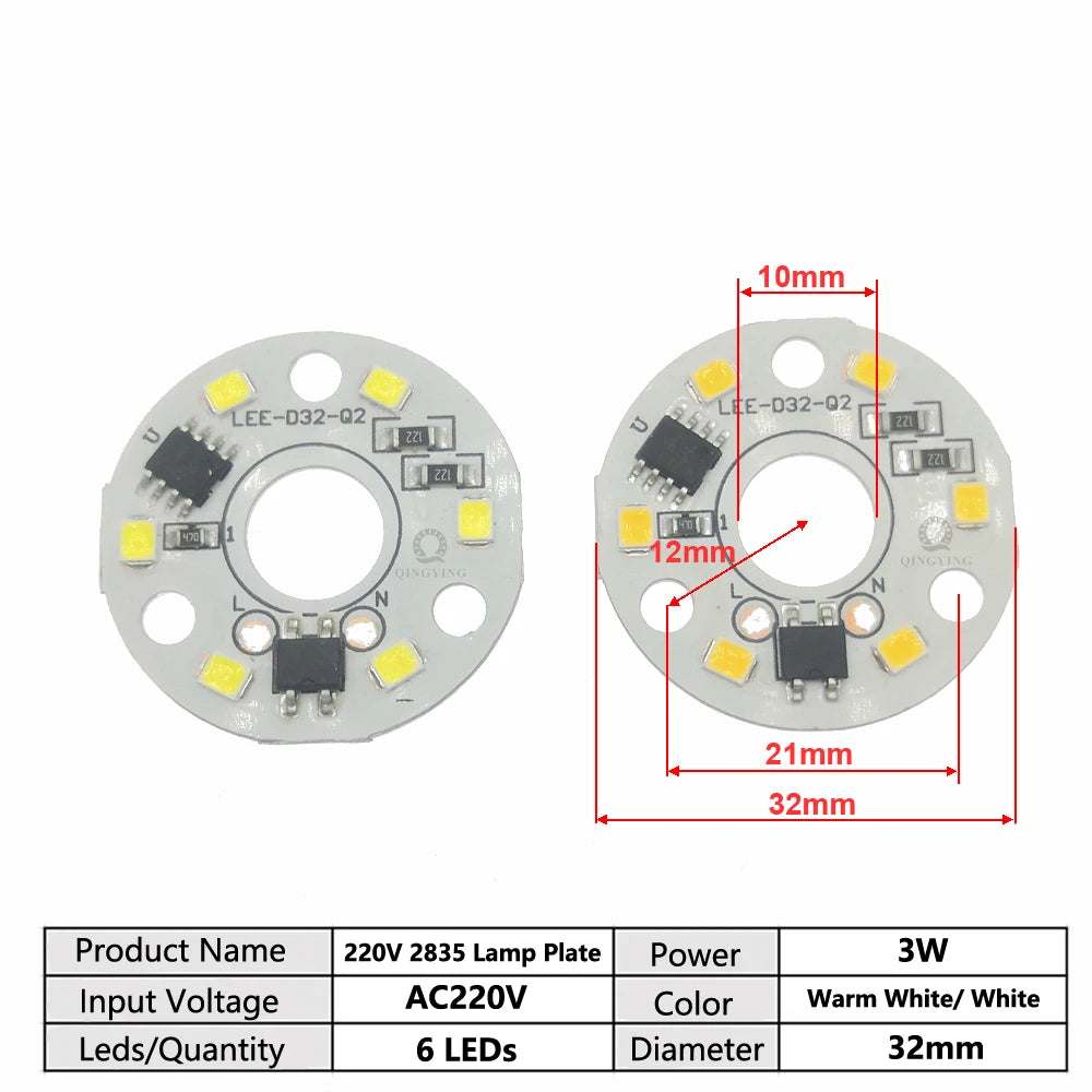 10pcs AC 220V LED PCB SMD5730 3W 5W 7W 10W 12W 15W 18W 24W Integrated IC Driver White/Warm White Light Source for LED Bulb