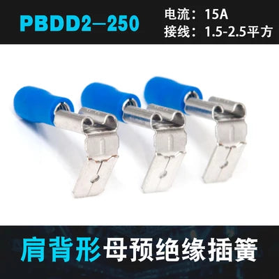 50Pcs PBDD Piggy Back Disconnectors, Pre-insulated Wire Terminals (Red/Blue/Yellow 1.25-5.5mm) - Insulated Spade Connectors